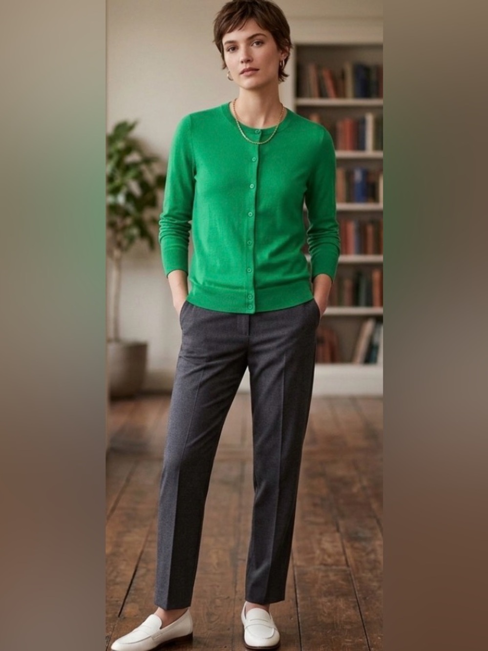 J Crew Classic Cardigan Sweater Womens S Small Kelly Green Button Front Knit